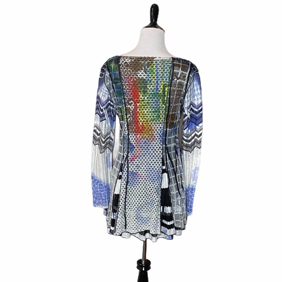 Ania A. Swing Open Knit Ruffle Mixed Media Tunic Size Medium - Picture 4 of 12